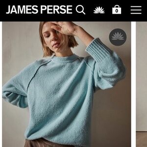 James Perse Cotton Cashmere Blend Pullover, Baby Blue, size 1 (small)